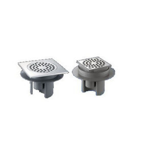 Siphon de sol à hauteur réglable - 150x150 platine laiton - grille inox - hauteur réglable jusqu'à 85mm