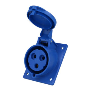 Socle femelle CEE monophasé, 3 x 32A, incliné