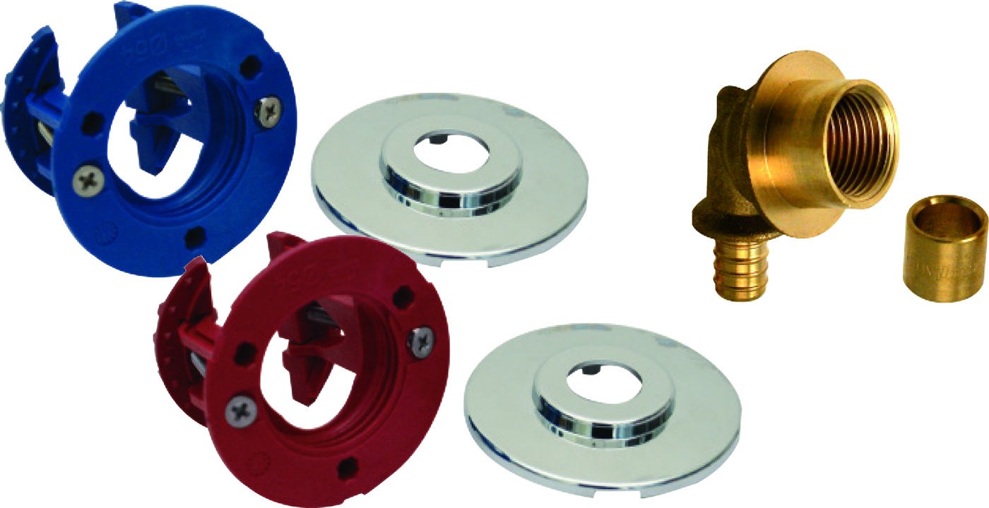 Sortie de cloison double FIXOPLAC sous-évier / sous-lavabo - Raccord à sertir multicouche par pince TH 16 - raccordement M3/8