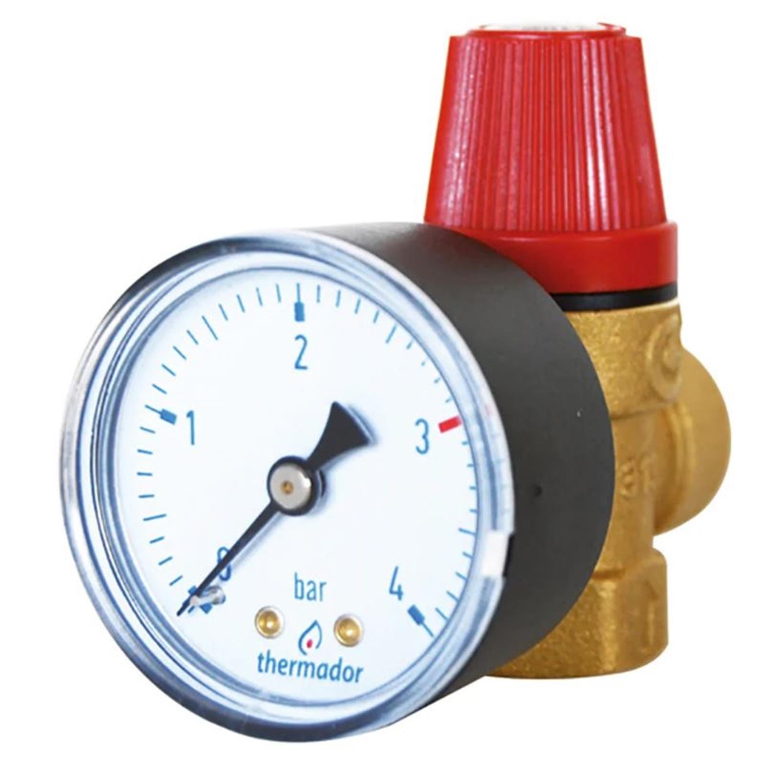Soupape de sureté avec manomètre - Ø 3/4'' FF