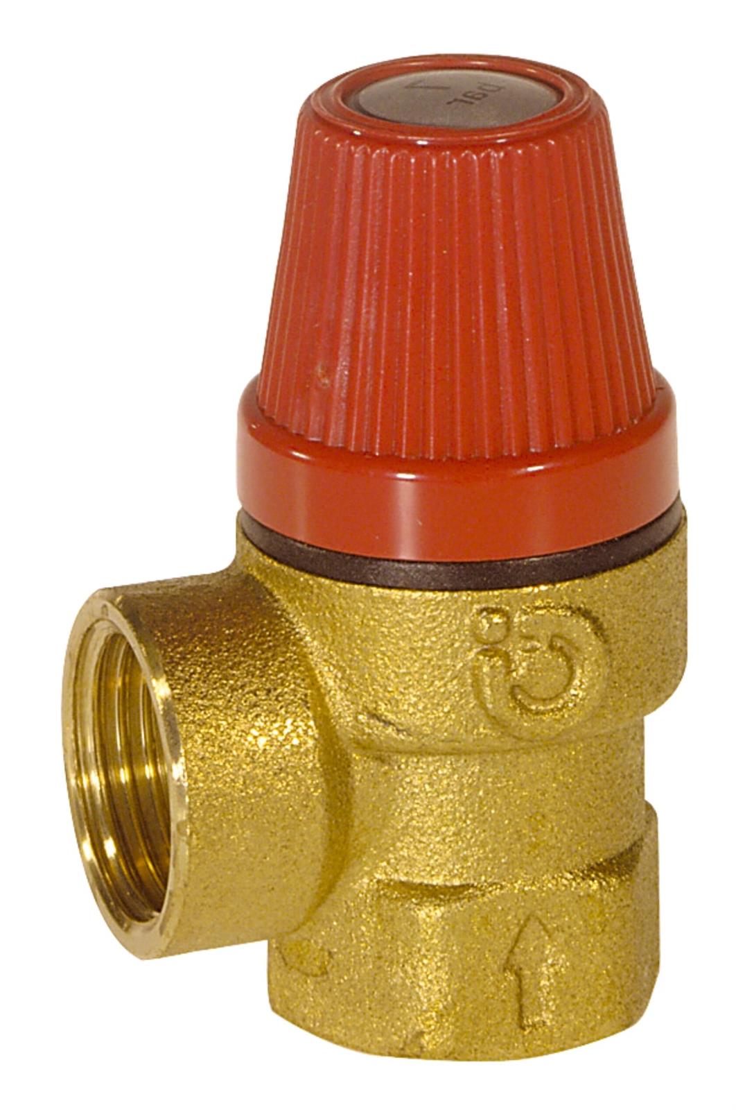 Soupape de sûreté chauffage sans manomètre - Raccord: 3/4"F-3/4"F - tarage 3 bar - capacité 82.5kW