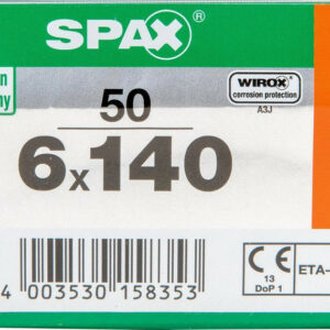 Lot De 50 Vis Acier Tête Fraisée Torx Spax, Diam.6 Mm X L.140 Mm