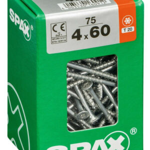 Lot De 75 Vis Acier Tête Fraisée Torx Spax, Diam.4 Mm X L.60 Mm
