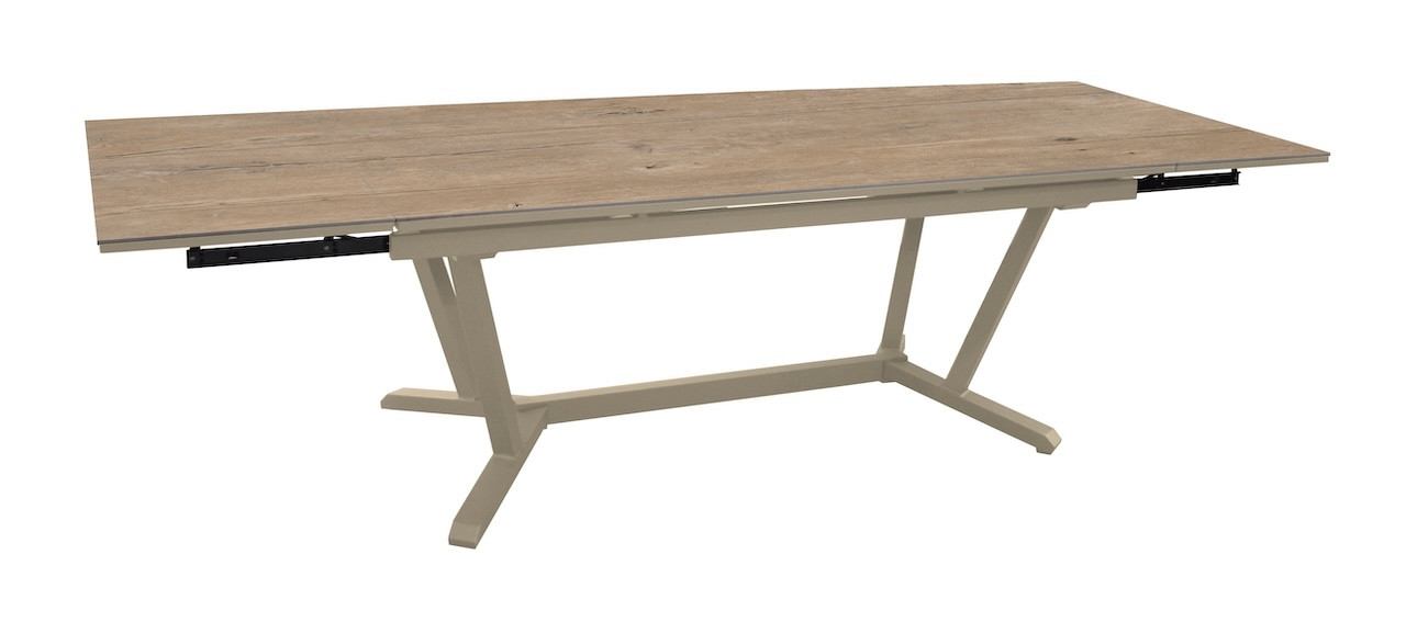 Table de repas extensible en aluminium et céramique KEDRA - VITA 180/230/280 x 100 - Allonges en bout - Coloris crème et Lenk