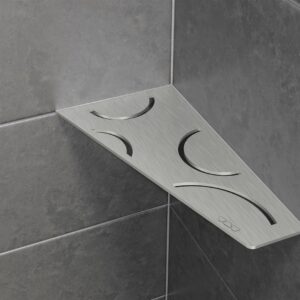 Tablette murale de douche SHELF- E- S3 - CURVE - aluminium structuré Ivoire - 62 x 295 x 154 mm