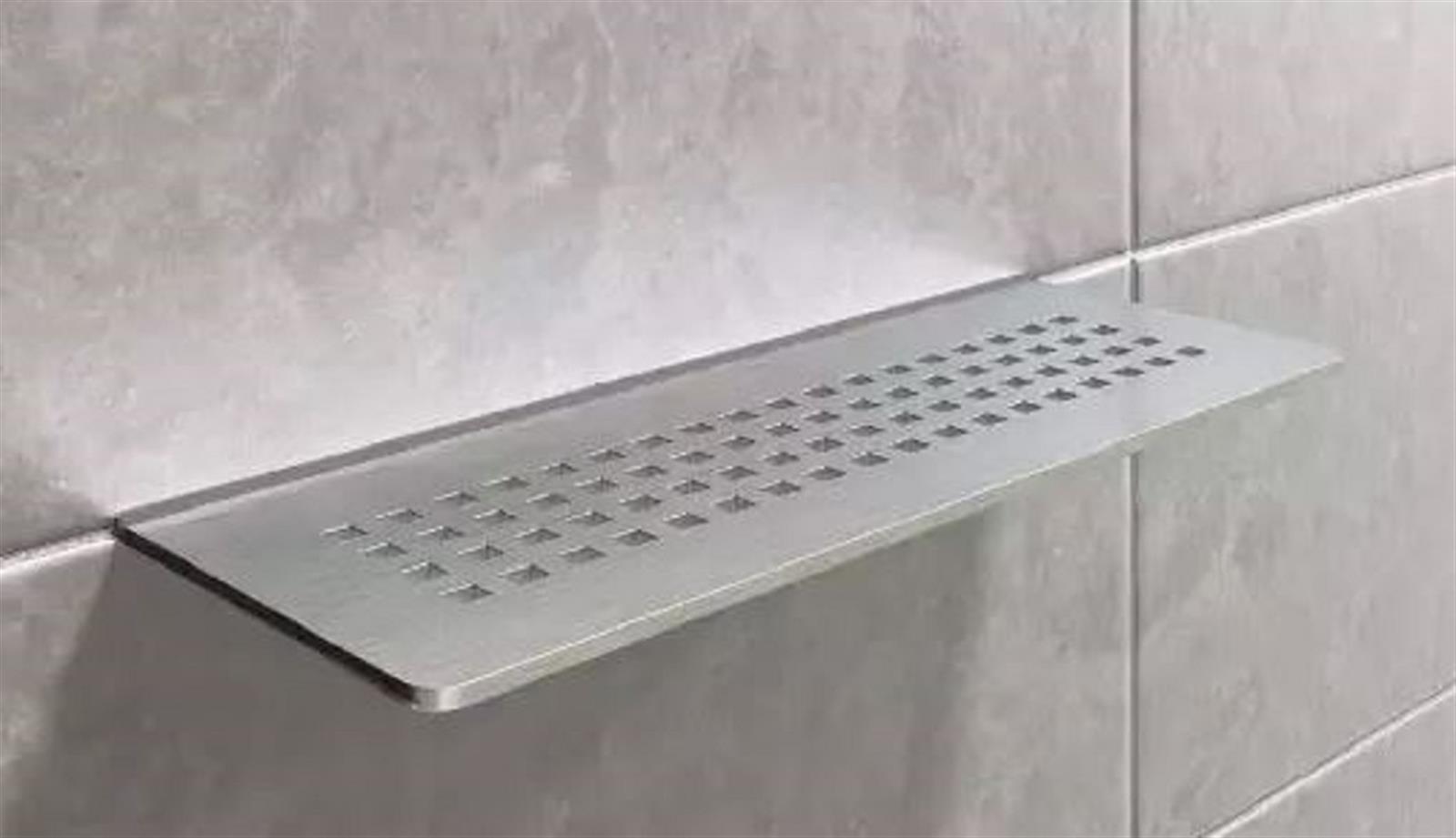 Tablette murale de douche Shelf-W-S1 - Coloris: inox brossé - En acier inoxydable - Dimensions: 300 x 115 mm - Modèle : floral