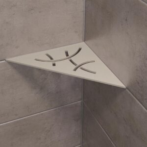 Tablettes d'angle de douche Shelf- E-S1 - CURVE - Aluminium structuré Blanc mat - 210 x 210 mm
