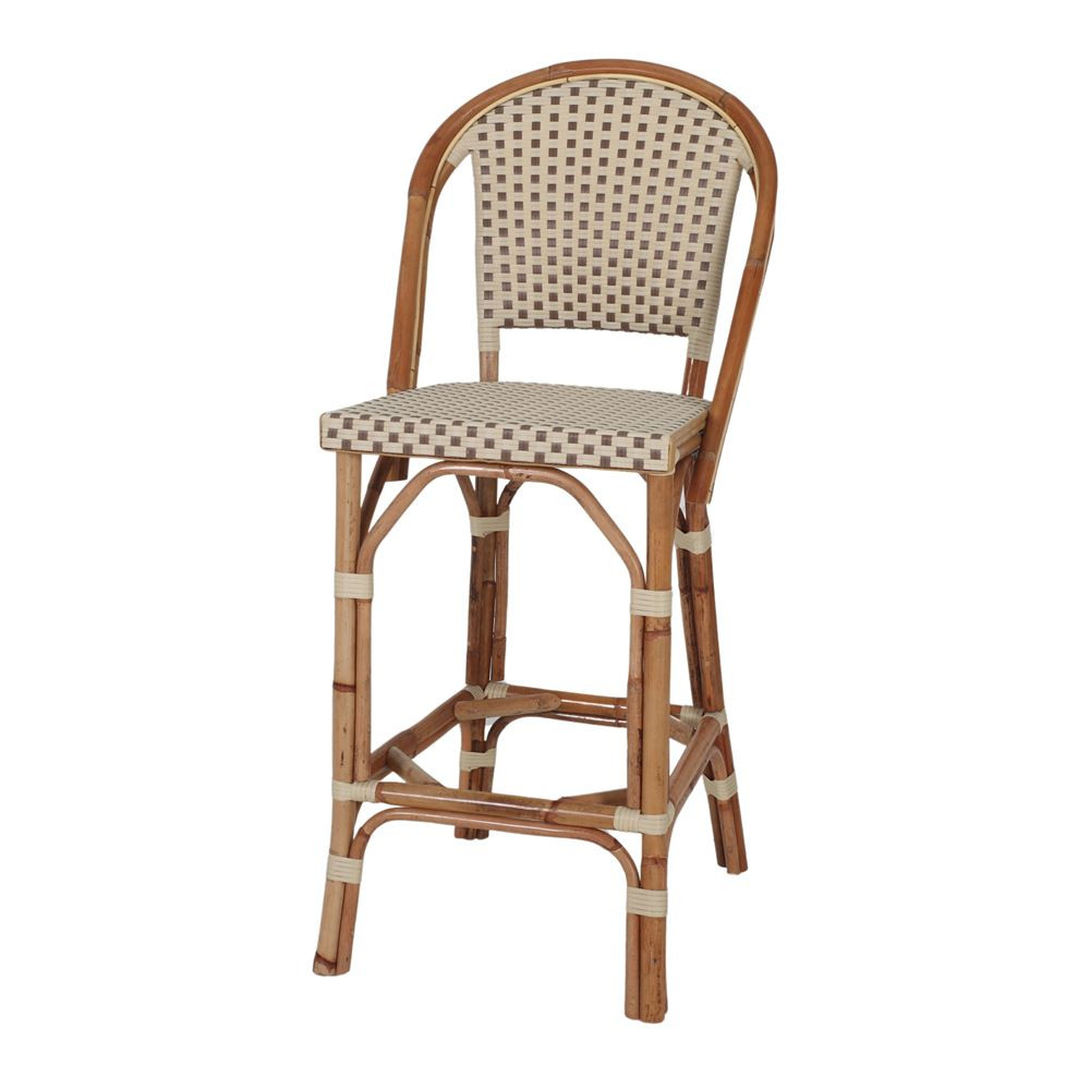 Tabouret haut en rotin avec un style bistrot - modèle 080 - beige