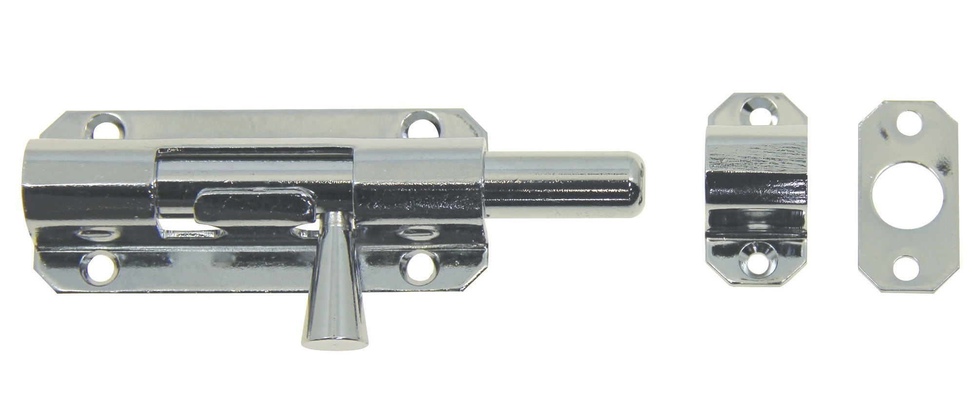 Targette pêne rond dimensions 54 x 24 mm laiton chromé GUITEL 5801500