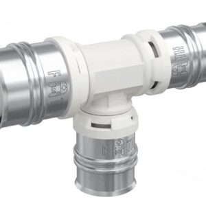 Té multicouche à sertir avec sortie centrale et d'extrémité réduites ALPEX DUO XS - Ø 32-26-26mm