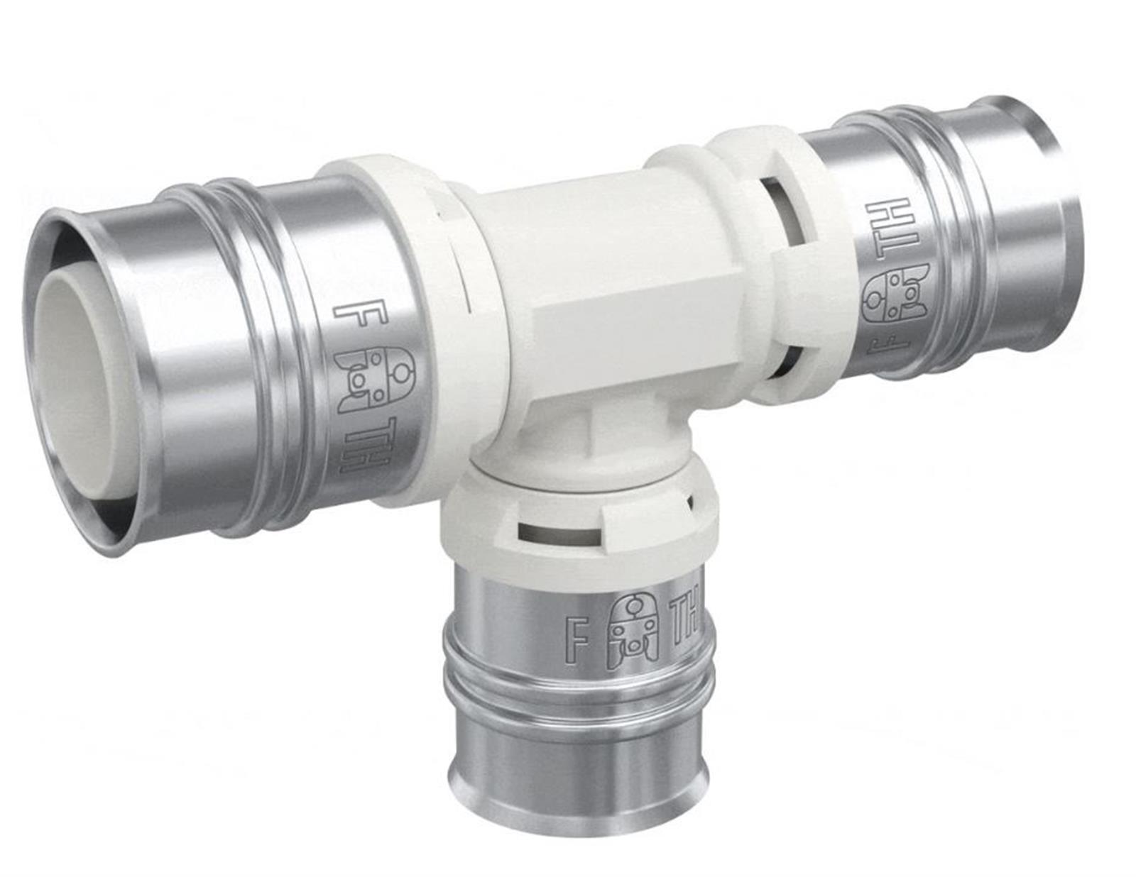 Té multicouche à sertir avec sortie centrale et d'extrémité réduites ALPEX DUO XS - Ø 32-26-26mm