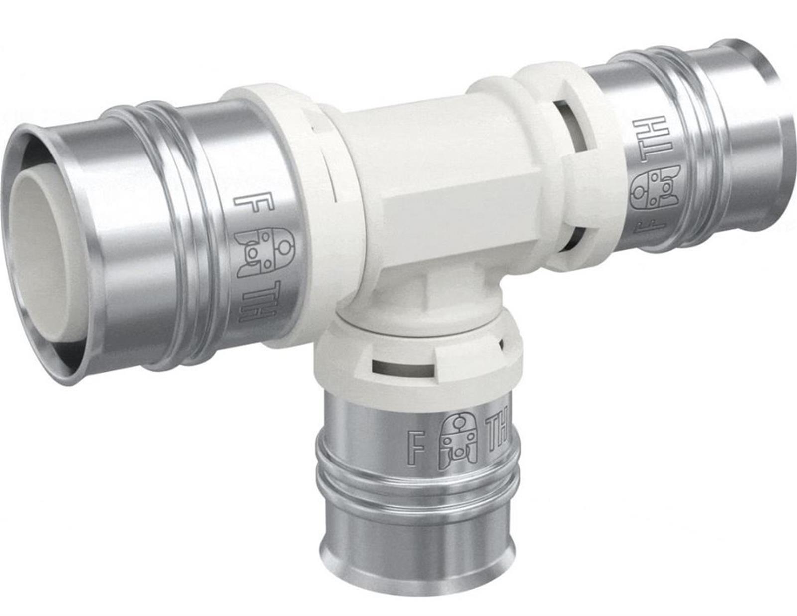 Té multicouche à sertir réduit avec sortie centrale augmentée ALPEX DUO XS - Ø 20-26-20mm