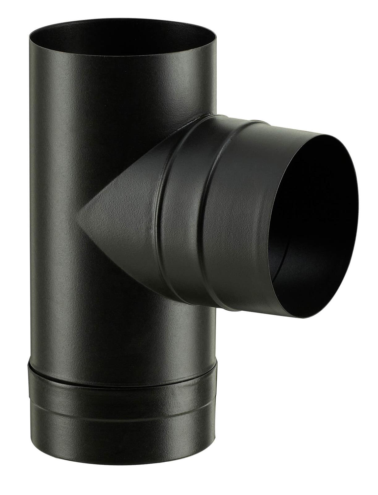Té tampon émaillé pour poêle à bois - Diamètre : 130 - Couleur : Noir Mat