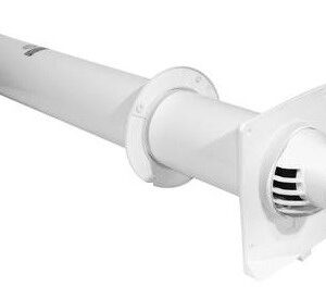 Terminal horizontal Blanc PP/PVC Rolux Condensation 80/125 - 223150 TERMINAL Condens HORIZONTAL Couleur : Blanc - L : 800 mm + 2 rosaces blanches 80/125 (C13)