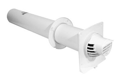 Terminal horizontal Blanc PP/PVC Rolux Condensation 80/125 - 223150 TERMINAL Condens HORIZONTAL Couleur : Blanc - L : 800 mm + 2 rosaces blanches 80/125 (C13)