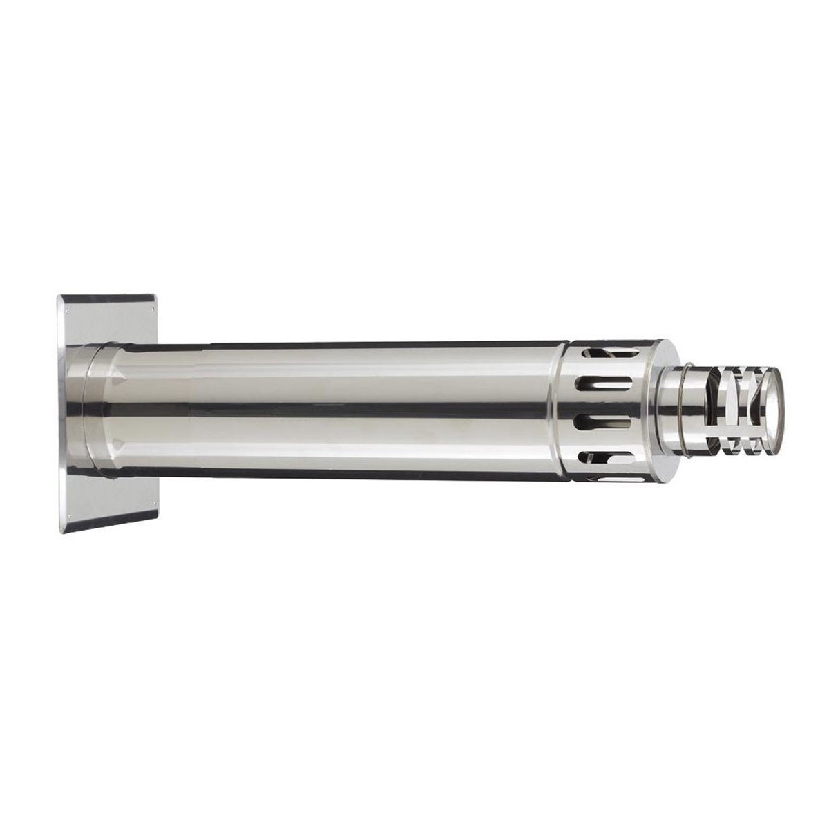 Terminal horizontal inox - PGI pour poêles à Pellets - Diamètre 80/130 - réglable de 42 à 72 cm