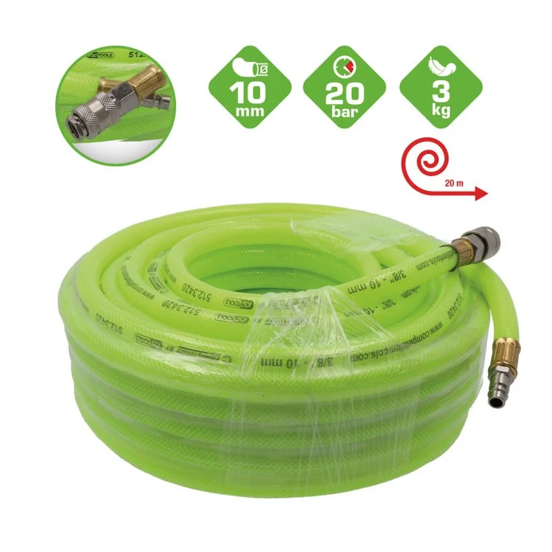 Tuyau pneumatique fluo COMPETITION, 20 m, Ø 10 mm - KS Tools - 512.3420 COMPETITION