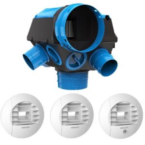 VMC simple flux hygroréglable - Kit piles HYGROCOSY - Jusqu'à 6 sanitaires - Hauteur: 265 mm - Longueur: 315 mm