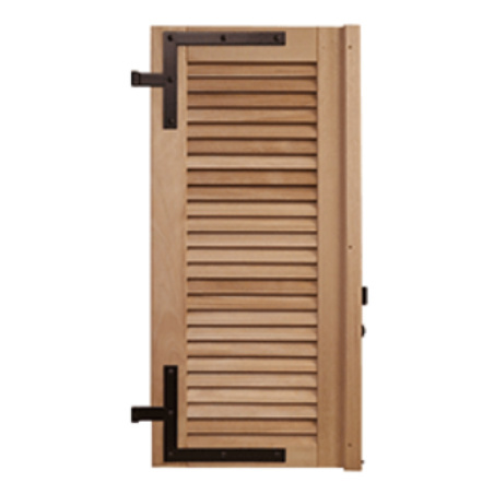 Volet battant à cadre BOIS Exotique Rouge 33 mm 2 vantaux