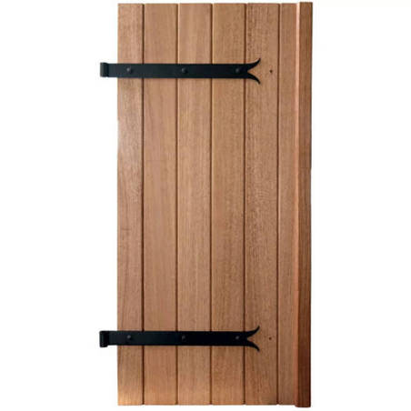 Volet battant BOIS Exotique Rouge Lames Verticales 27 mm 4 vantaux