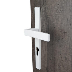 2 poignées de porte Abby trou de cylindre ALPERTEC, alu entraxe 195mm, blanc mat
