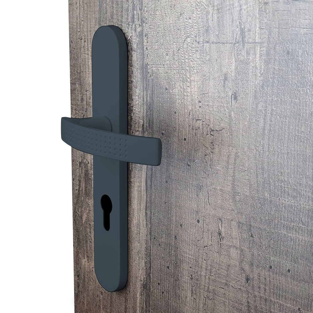 2 poignées de porte Louna trou de cylindre, aluminium anthracite entraxe 195 mm