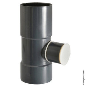 Collecteur d'eau pour gouttière ronde PVC ardoise, Dév.16 cm Diam.50 mm
