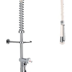 Combiné de prélavage monotrou avec mélangeur, robinet de puisage et bec télescopique orientable DELABIE G6632