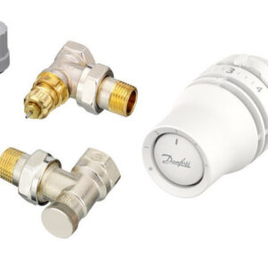 Kit corps et robinet thermostatique équerre clic-clac laiton nickelé DANFOSS