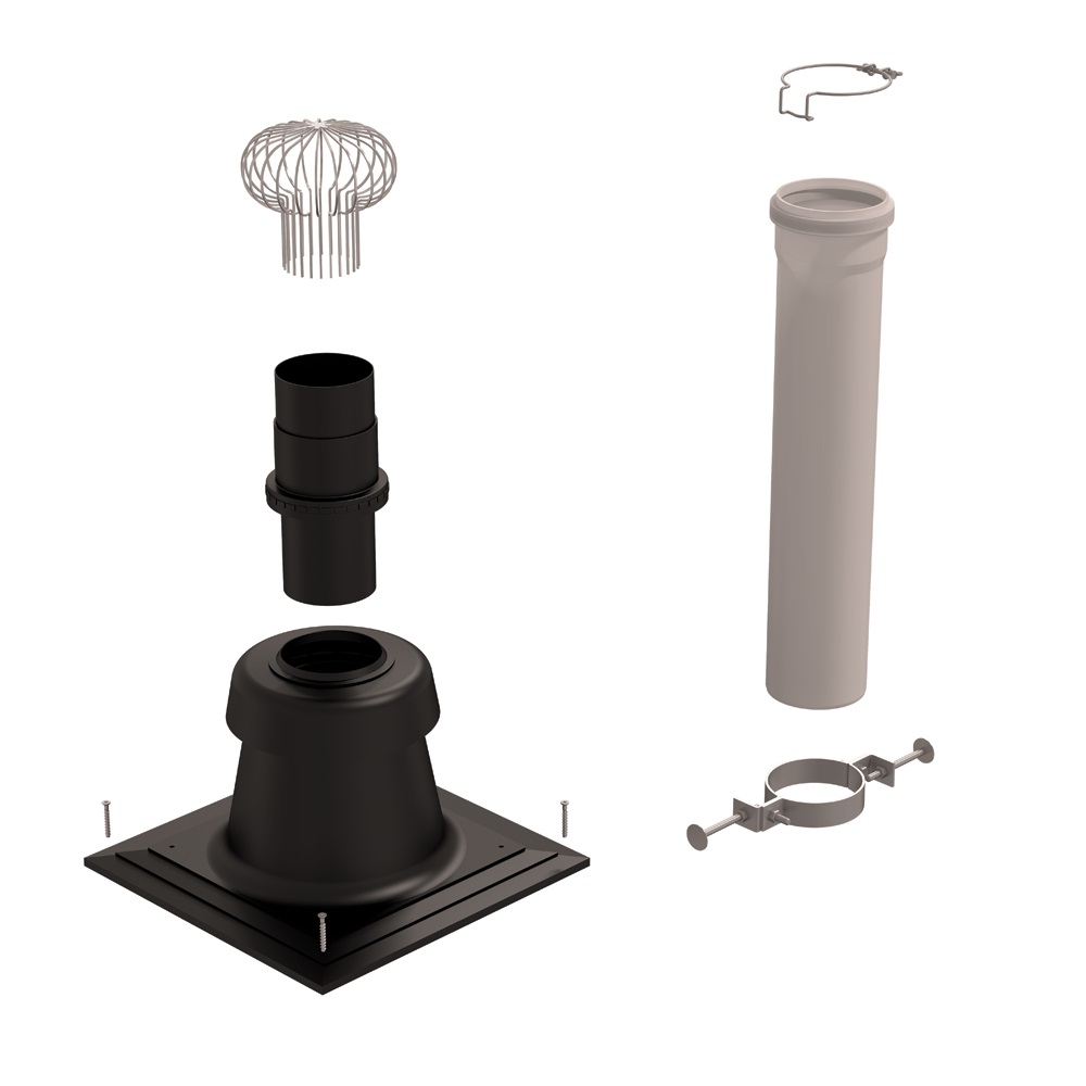 Kit entrée plafond CHEMILUX B22p-B23p D110mm noir pour flexible UBBINK 100019
