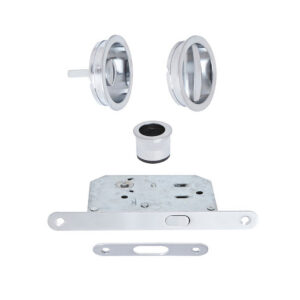 Kit serrure de porte galandage rond conda/déconda zamak nickelé