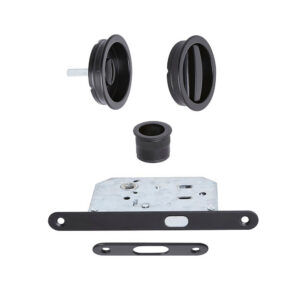 Kit serrure de porte galandage rond conda/déconda zamak noir