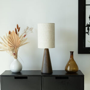 Lampe Louc, bois, ivoire, H.41 cm, E27