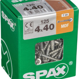 Lot de 125 vis acier tête fraisée SPAX, Diam.4 mm x L.40 mm