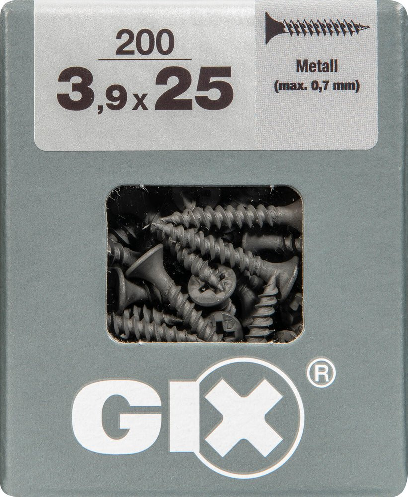 Lot De 200 Vis Acier Tête Fraisée Pozidriv Spax, Diam.3.9 Mm X L.25 Mm