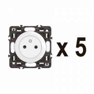 Lot de 5 prises avec terre, à assembler, LEGRAND Celiane, blanc