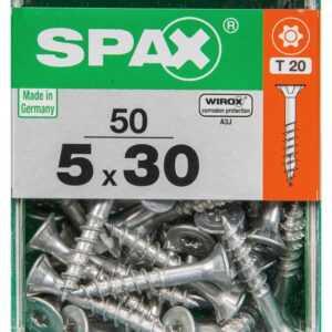 Lot De 50 Vis Acier Tête Plate Spax, Diam.5 Mm X L.30 Mm