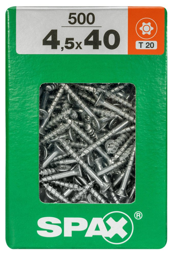 Lot De 500 Vis Acier Tête Fraisée Torx Spax, Diam.4.5 Mm X L.40 Mm