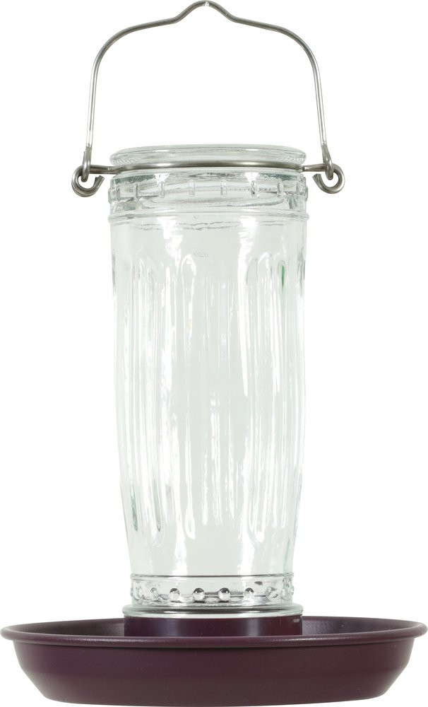 Mangeoire oiseaux du jardin verre/métal d16 h28cm cerise Zolux