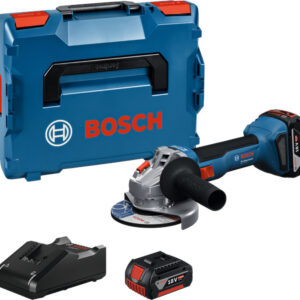 Meuleuse d'angle 18 V GWS 18V-8 Professional 125 mm + 2 batteries 5 Ah + chargeur rapide + coffret L-BOXX BOSCH 06019N9003