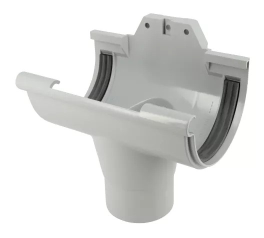 Naissance centrale à joint 80 mm TECHTAN pour gouttière demi-ronde LG25 gris NICOLL NC25