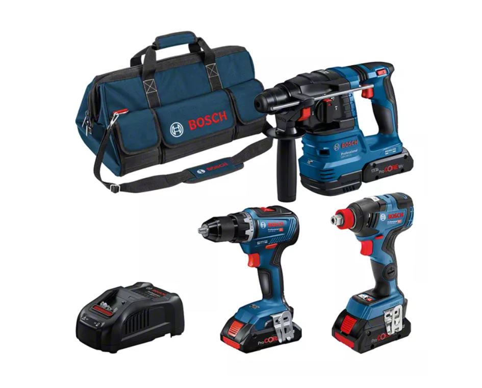 Pack 3 machine 18 V (GSR55 - GBH22 - GDX200) + 3 batteries + chargeur rapide + sac BOSCH 0615A5003B