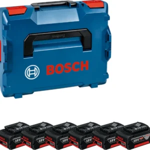 Pack 6 batteries 18 V GBA 4 Ah + coffret L-BOXX BOSCH 1600A02A2S