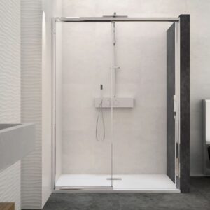 Paroi de douche blanc sans seuil 115 - 125 cm CLASSIC MACAO côté gauche KINEDO PA647BTNEG