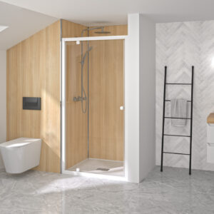 Paroi douche porte pivotante SUPRA P profilé blanc verre transparent 120 cm KINEDO PA1524BTN
