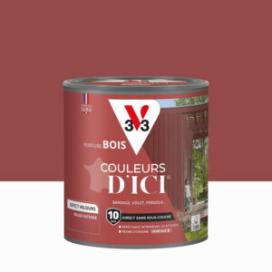 Peinture extérieure bois V33 Couleurs d'ici, rouge intense velours 0.5l
