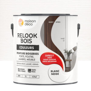 Peinture Relook bois MAISON DECO, blanc neige satine, 2 l