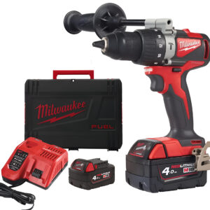 Perceuse à percussion brushless 18 V M18 BLPD2-402X 82 Nm + 2 batteries 4 Ah + chargeur M12-18 FC + coffret HD BOX MILWAUKEE 4933464560