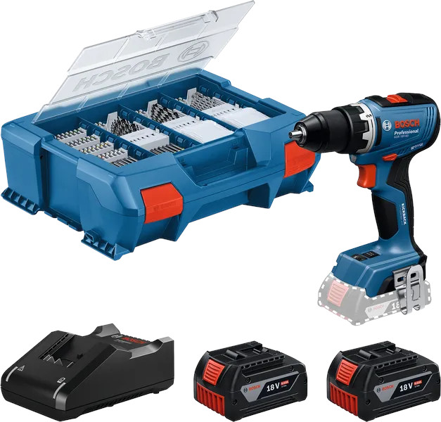 Perceuse-visseuse 18 V PRO Heavy GSR 18V-65 + 2 batteries 4Ah + chargeur + 82 accessoires dans L-Case BOSCH 06019N3207