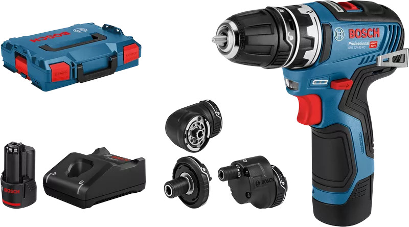 Perceuse-visseuse FlexiClick 12 V GSR 12V-35 FC + 2 batteries 3 Ah + chargeur + coffret L-BOXX BOSCH 06019H3000